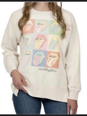 the Rolling Stones Cream Sweatshirt with Pastel Multi-Color Graphic